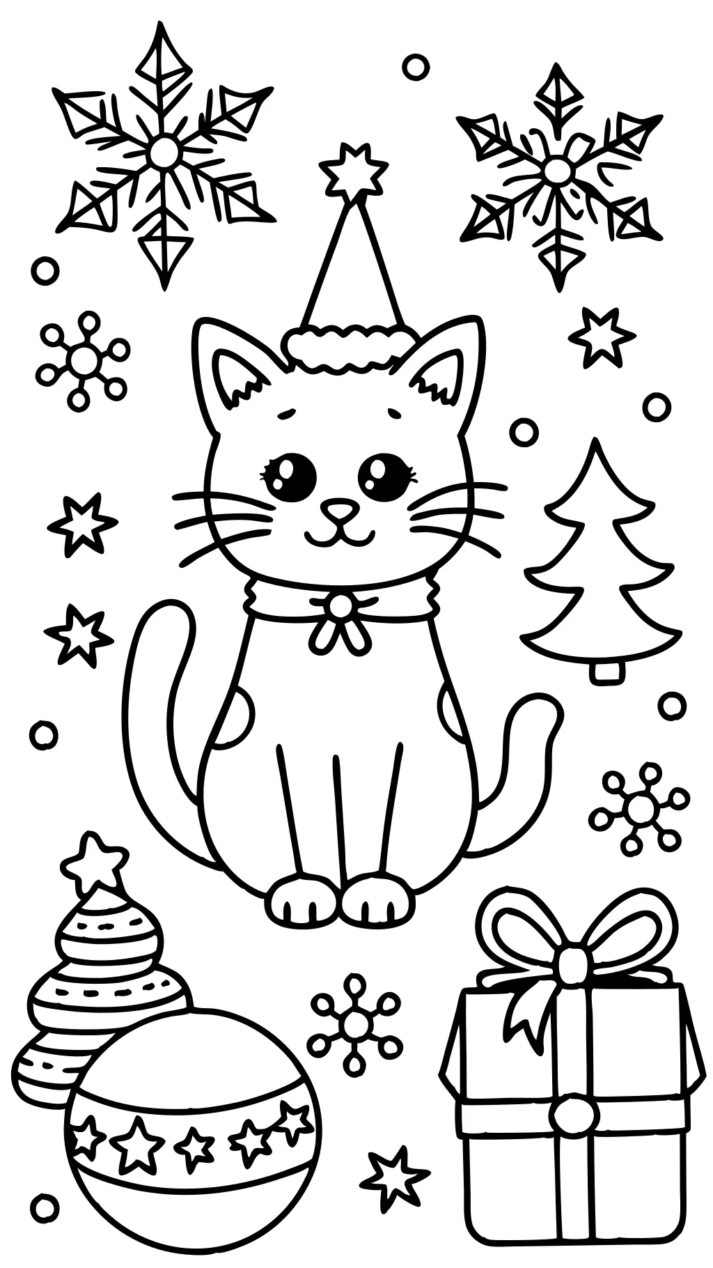 pages à colorier de chat de Noël